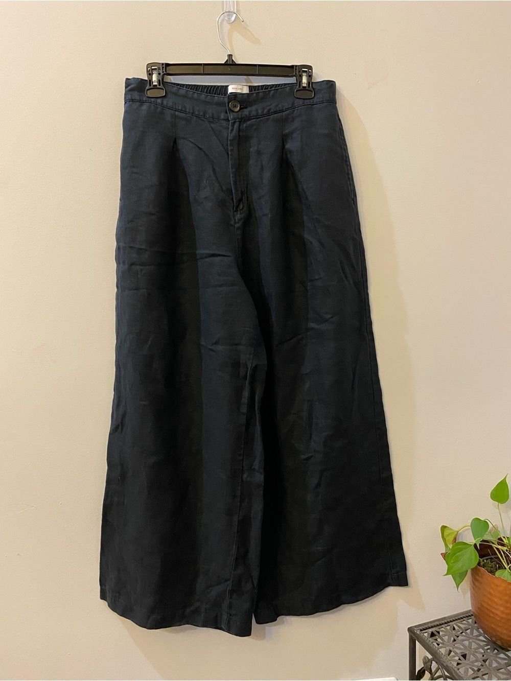 Halston Heritage Black Wide-Leg 100% Linen Pants Women’s Size 10